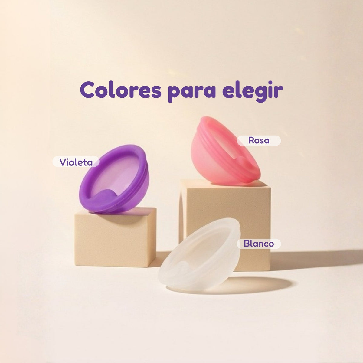 Colores del disco menstrual Luteas: violeta, rosita y blanco