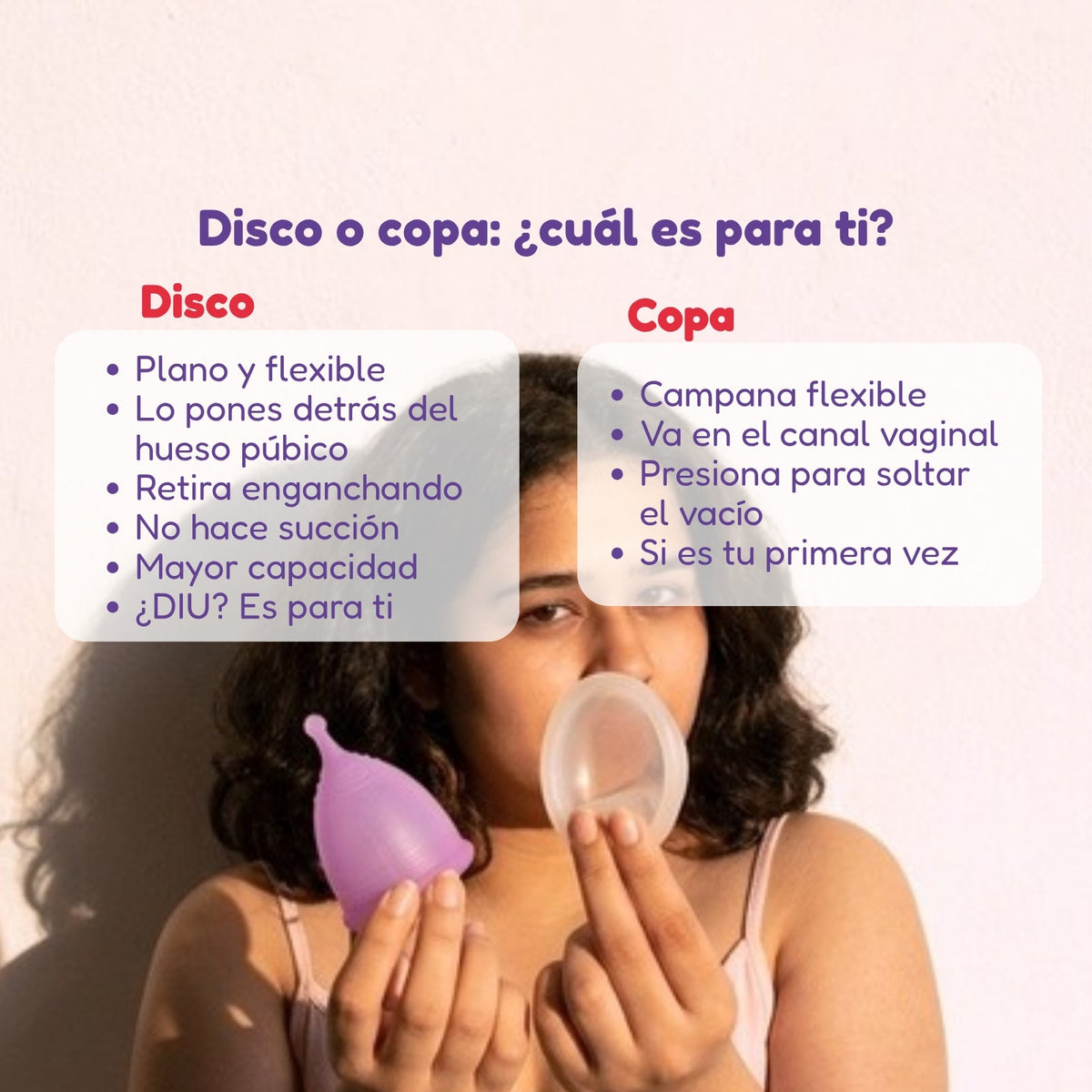 Comparación disco o copa menstrual: cuál es para ti